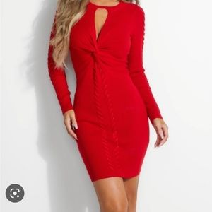 DONATED!!!!!     GUESS Twisted slit ramel sweater dress